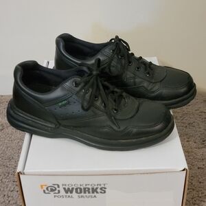Rockport Black Leather Lace-Up Work Sneakers